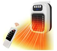 Radiateur soufflant mural silencieux avec écran LED et télécommande pour salle de bain, blanc