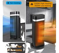 Radiateur soufflant portable, puissance 1500W, oscillation 90°, télécommande