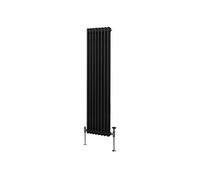 Radiateur Traditionnel à Double Colonne 1800 x 382 mm, Chauffage Moderne Vertical en Acier au Carbone Noir Mat, Cuisine Salon Salle de Bain [Brosse, Attaches Murales & Supports INCLUS]