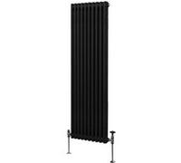 Radiateur Traditionnel à Double Colonne 1800 x 472 mm, Chauffage Moderne Vertical en Acier au Carbone Noir Mat, Cuisine Salon Salle de Bain [Brosse, Attaches Murales & Supports INCLUS]
