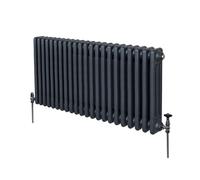 Radiateur Traditionnel à Triple Colonne 600 x 1012 mm, Chauffage Moderne Horizontal en Acier au Carbone Gris Anthracite Mat, Cuisine Salon Salle de Bain [Brosse, Attaches Murales & Supports INCLUS]