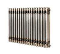 Radiateur Traditionnel à 3 Colonnes 600 x 830 mm en Acier Métal Brut Chauffage Central Horizontale Monté Sur Mur [Brosse de Nettoyage & Supports INCLUSES]