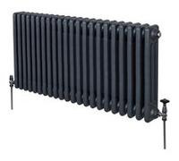 Radiateur Traditionnel à Triple Colonne 600 x 1012 mm, Chauffage Moderne Horizontal en Acier au Carbone Gris Anthracite Mat, Cuisine Salon Salle de Bain [Brosse, Attaches Murales & Supports INCLUS]