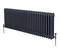 Radiateur Traditionnel à Triple Colonne 600 x 1462 mm, Chauffage Moderne Horizontal en Acier au Carbone Gris Anthracite Mat, Cuisine Salon Salle de Bain [Brosse, Attaches Murales & Supports INCLUS]