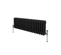 Radiateur Traditionnel à Triple Colonne 300 x 1012 mm, Chauffage Moderne Horizontal en Acier au Carbone Noir Mat, Cuisine Salon Salle de Bain [Brosse, Attaches Murales & Supports INCLUS]