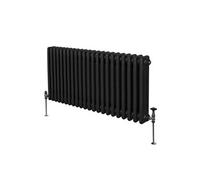 Radiateur Traditionnel à Triple Colonne 600 x 1012 mm, Chauffage Moderne Horizontal en Acier au Carbone Noir Mat, Cuisine Salon Salle de Bain [Brosse, Attaches Murales & Supports INCLUS]