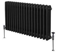 Radiateur Traditionnel à Triple Colonne 600 x 832 mm, Chauffage Moderne Horizontal en Acier au Carbone Noir Mat, Cuisine Salon Salle de Bain [Brosse, Attaches Murales & Supports INCLUS]