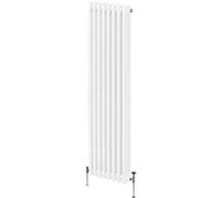 Radiateur Traditionnel à Triple Colonne 1800 x 382 mm, Chauffage Moderne Vertical en Acier au Carbone Blanc Brillant, Cuisine Salon Salle de Bain [Brosse, Attaches Murales & Supports INCLUS]