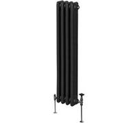 Radiateur Traditionnel à Triple Colonne 1500 x 202 mm, Chauffage Moderne Vertical en Acier au Carbone Noir Mat, Cuisine Salon Salle de Bain [Brosse, Attaches Murales & Supports INCLUS]