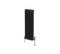 Radiateur Traditionnel à Triple Colonne 1500 x 292 mm, Chauffage Moderne Vertical en Acier au Carbone Noir Mat, Cuisine Salon Salle de Bain [Brosse, Attaches Murales & Supports INCLUS]