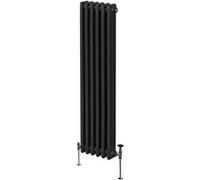 Radiateur Traditionnel à Triple Colonne 1800 x 292 mm, Chauffage Moderne Vertical en Acier au Carbone Noir Mat, Cuisine Salon Salle de Bain [Brosse, Attaches Murales & Supports INCLUS]