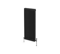 Radiateur Traditionnel à Triple Colonne 1800 x 472 mm, Chauffage Moderne Vertical en Acier au Carbone Noir Mat, Cuisine Salon Salle de Bain [Brosse, Attaches Murales & Supports INCLUS]