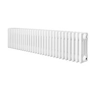 Radiateur Traditionnel à 4 Colonnes 300 x 1370 mm en Acier Carbone Blanc Chauffage Central Horizontale Monté Sur Mur [Brosse de Nettoyage & Supports INCLUSES]