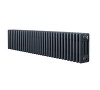 Radiateur Traditionnel à 4 Colonnes 300 x 1505 mm en Acier Carbone Gris Anthracite Chauffage Central Horizontale Monté Sur Mur [Brosse de Nettoyage & Supports INCLUSES]
