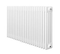 Radiateur Traditionnel à 4 Colonnes 600 x 1010 mm en Acier Carbone Blanc Chauffage Central Horizontale Monté Sur Mur [Brosse de Nettoyage & Supports INCLUSES]