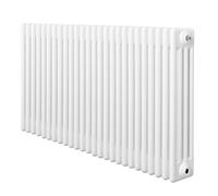Radiateur Traditionnel à 4 Colonnes 600 x 1010 mm en Acier Carbone Blanc Chauffage Central Horizontale Monté Sur Mur [Brosse de Nettoyage & Supports INCLUSES]