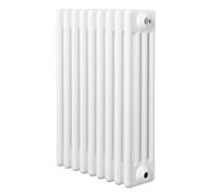 Radiateur Traditionnel à 4 Colonnes 600 x 425 mm en Acier Carbone Blanc Chauffage Central Horizontale Monté Sur Mur [Brosse de Nettoyage & Supports INCLUSES]