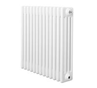 Radiateur Traditionnel à 4 Colonnes 600 x 605 mm en Acier Carbone Blanc Chauffage Central Horizontale Monté Sur Mur [Brosse de Nettoyage & Supports INCLUSES]