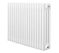 Radiateur Traditionnel à 4 Colonnes 600 x 785 mm en Acier Carbone Blanc Chauffage Central Horizontale Monté Sur Mur [Brosse de Nettoyage & Supports INCLUSES]