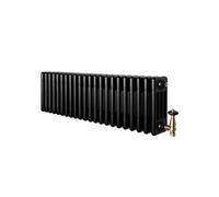 Radiateur Traditionnel à 4 Colonnes & Vannes 300 x 1010 mm en Acier Noir