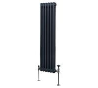 Radiateur Traditionnel à Double Colonne 1500 x 292 mm, Chauffage Moderne Vertical en Acier au Carbone Gris Anthracite Mat, Cuisine Salon Salle de Bain [Brosse, Attaches Murales & Supports INCLUS]