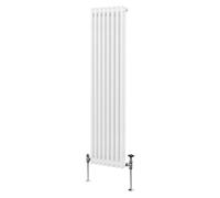Radiateur Traditionnel à Double Colonne 1800 x 382 mm, Chauffage Moderne Vertical en Acier au Carbone Blanc Brillant, Cuisine Salon Salle de Bain [Brosse, Attaches Murales & Supports INCLUS]