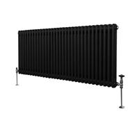 Radiateur Traditionnel à Double Colonne 600 x 1462 mm, Chauffage Moderne Horizontal en Acier au Carbone Noir Mat, Cuisine Salon Salle de Bain [Brosse, Attaches Murales & Supports INCLUS]
