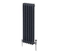 Radiateur Traditionnel à Triple Colonne 1500 x 292 mm, Chauffage Moderne Vertical en Acier au Carbone Gris Anthracite Mat, Cuisine Salon Salle de Bain [Brosse, Attaches Murales & Supports INCLUS]