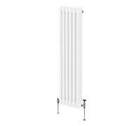 Radiateur Traditionnel à Triple Colonne 1500 x 292 mm, Chauffage Moderne Vertical en Acier au Carbone Blanc Brillant, Cuisine Salon Salle de Bain [Brosse, Attaches Murales & Supports INCLUS]