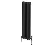 Radiateur Traditionnel à Triple Colonne 1800 x 292 mm, Chauffage Moderne Vertical en Acier au Carbone Noir Mat, Cuisine Salon Salle de Bain [Brosse, Attaches Murales & Supports INCLUS]