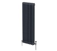 Radiateur Traditionnel à Triple Colonne 1800 x 382 mm, Chauffage Moderne Vertical en Acier au Carbone Gris Anthracite Mat, Cuisine Salon Salle de Bain [Brosse, Attaches Murales & Supports INCLUS]