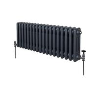 Radiateur Traditionnel à Triple Colonne 300 x 832 mm, Chauffage Moderne Horizontal en Acier au Carbone Gris Anthracite Mat, Cuisine Salon Salle de Bain [Brosse, Attaches Murales & Supports INCLUS]