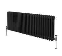 Radiateur Traditionnel à Triple Colonne 600 x 1462 mm, Chauffage Moderne Horizontal en Acier au Carbone Noir Mat, Cuisine Salon Salle de Bain [Brosse, Attaches Murales & Supports INCLUS]
