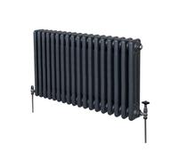 Radiateur Traditionnel à Triple Colonne 600 x 832 mm, Chauffage Moderne Horizontal en Acier au Carbone Gris Anthracite Mat, Cuisine Salon Salle de Bain [Brosse, Attaches Murales & Supports INCLUS]