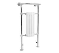 Radiateur Traditionnel Sèche-Serviettes 950 x 480 mm Acier Carbone Blanc 4 Colonnes Monté sur Mur Sol Style Classique Salle de Bain [Fixations & Brosse de Nettoyage INCLUS]