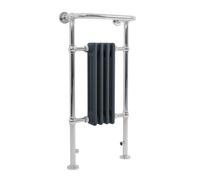 Radiateur Traditionnel Sèche-Serviettes 950 x 480 mm Acier Carbone Gris Anthracite 4 Colonnes Monté sur Mur Sol Style Classique Salle de Bain [Fixations & Brosse de Nettoyage INCLUS]