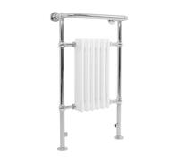 Radiateur Traditionnel Sèche-Serviettes 950 x 570 mm Acier Carbone Blanc 4 Colonnes Monté sur Mur Sol Style Classique Salle de Bain [Fixations & Brosse de Nettoyage INCLUS]