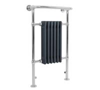 Radiateur Traditionnel Sèche-Serviettes 950 x 570 mm Acier Carbone Gris Anthracite 4 Colonnes Monté sur Mur Sol Style Classique Salle de Bain [Fixations & Brosse de Nettoyage INCLUS]