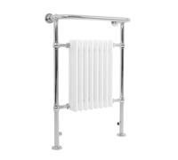 Radiateur Traditionnel Sèche-Serviettes 950 x 660 mm Acier Carbone Blanc 4 Colonnes Monté sur Mur Sol Style Classique Salle de Bain [Fixations & Brosse de Nettoyage INCLUS]
