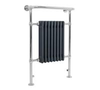 Radiateur Traditionnel Sèche-Serviettes 950 x 660 mm Acier Carbone Gris Anthracite 4 Colonnes Monté sur Mur Sol Style Classique Salle de Bain [Fixations & Brosse de Nettoyage INCLUS]