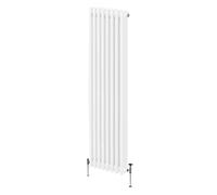 Radiateur Traditionnel à Triple Colonne 1800 x 382 mm, Chauffage Moderne Vertical en Acier au Carbone Blanc Brillant, Cuisine Salon Salle de Bain [Brosse, Attaches Murales & Supports INCLUS]