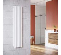 Radiateur tubulaire designer 350x1600mm, blanc, forme ovale, panneau de chauffage vertical, raccord central, double couche