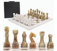 Radical 16 Pouces Fait à la Main en marbre d'onyx Blanc et Vert Jeu d'échecs Complet Jeu d'échecs en marbre Original