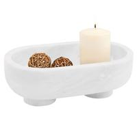 Radicaln Bol ovale en marbre blanc avec support de 25,4 cm fait à la main pour salon, plat à bonbons, support à fruits et centre de table pour la décoration de la maison, idéal pour comptoir de