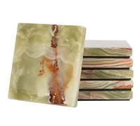 Radicaln, Ensemble de 6 sous-Verres carrés de 8,9 cm en marbre Onyx Vert, fabriqués à la Main. Idéaux pour décorer Les Tables à Manger et Les Tables Basses.