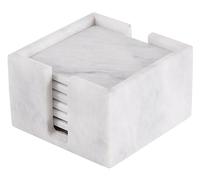 Radicaln - Ensemble de 6 sous-Verres carrés en marbre Blanc, Faits Main, de 8,9 cm (3,5 Pouces), élégants et fournis avec Leur Support, pour Tables à Manger et Tables Basses