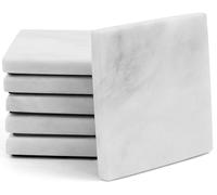 Radicaln Ensemble de 6 sous-Verres carrés en marbre Blanc Faits Main, de 8,9 cm de côté, élégants sous-Verres en Pierre pour la décoration de la Maison, du Bureau et de la Cuisine.