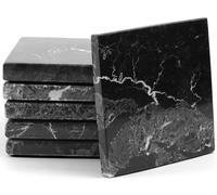 Radicaln Ensemble de 6 sous-Verres carrés en marbre Noir, Faits Main, de 8,9 cm (3,5 Pouces), Parfaits pour décorer la Table de la Maison et de la Cuisine.