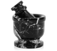 Radicaln Ensemble mortier et pilon en marbre noir 6,3 cm, Moulin à épices et broyeur à ail faits à la main pour la cuisine Ensemble mortier et pilon Petit broyeur à herbes