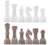 Radicaln Figurines d'échecs en marbre 8,9 cm - Pièces d'échecs en marbre blanc et océanique faites à la main pour jeu de société et échiquier de voyage